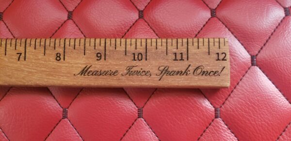 The Ruler: Sturdy Cumaru teak BDSM Gear tool. Femdom Dom Dominatrix imperial metric measure