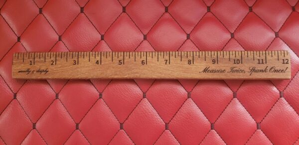 The Ruler: Sturdy Cumaru teak BDSM Gear tool. Femdom Dom Dominatrix imperial metric measure