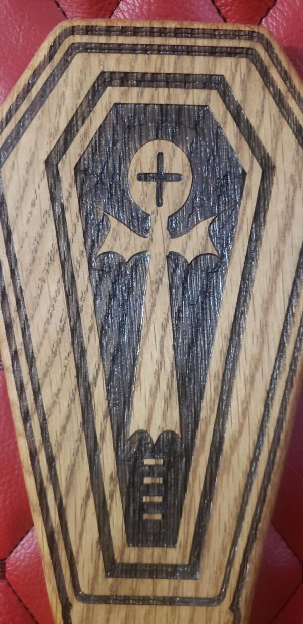 Coffin-Shaped Paddle – Etched Spirit Design, Gothic BDSM Gear Impact Toy