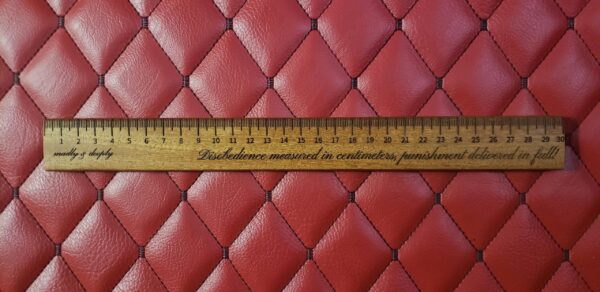 The Ruler: Sturdy Cumaru teak BDSM Gear tool. Femdom Dom Dominatrix imperial metric measure