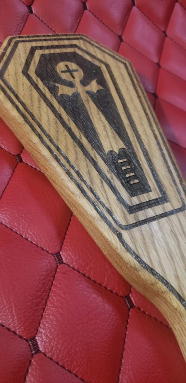 Coffin-Shaped Paddle – Etched Spirit Design, Gothic BDSM Gear Impact Toy
