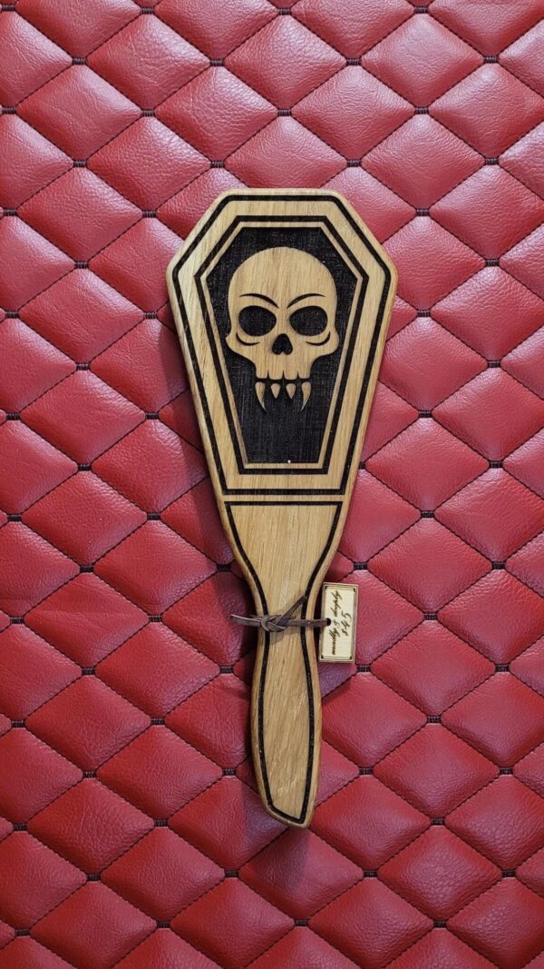 il_fullxfull.6835724014_mogn.jpg Skull Fang White Oak Paddle: Coffin-Shaped Kink BDSM Toy