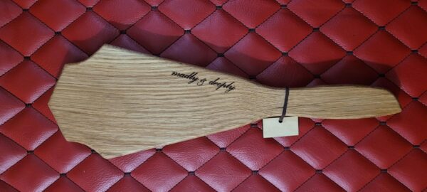 Coffin Paddle: Fanged Skull & Pentagram Etching - White Oak BDSM Gear Impact Tool