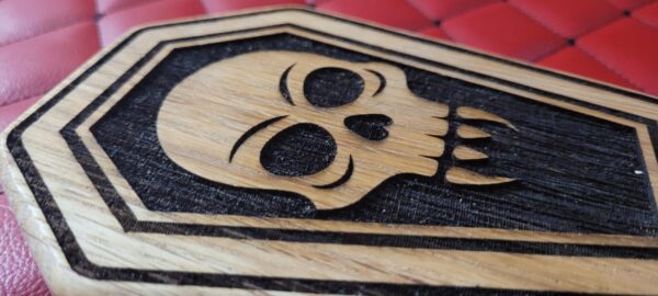 Skull Fang White Oak Paddle: Coffin-Shaped Kink BDSM Toy