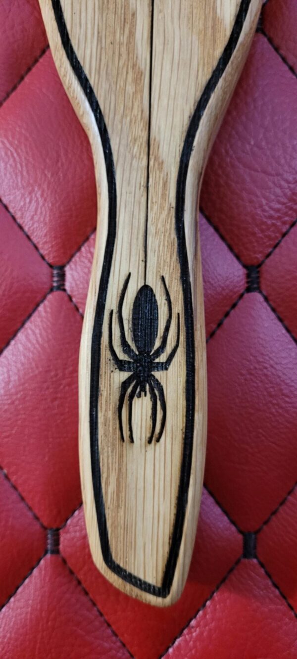 LARGE Spider Web Coffin Wooden Paddle: Engraved White Oak Gothic BDSM Gear Impact Toy