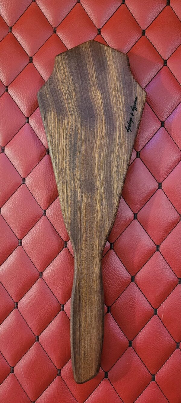 Coffin Paddle: Fanged Skull & Pentagram Etching - White Oak BDSM Gear Impact Tool