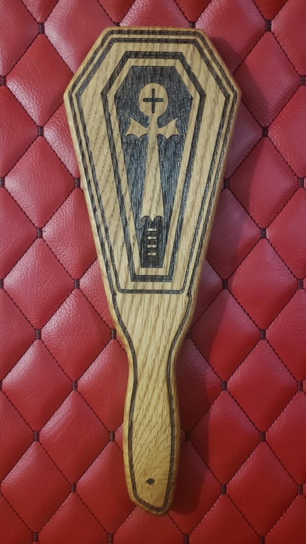 Coffin-Shaped Paddle – Etched Spirit Design, Gothic BDSM Gear Impact Toy