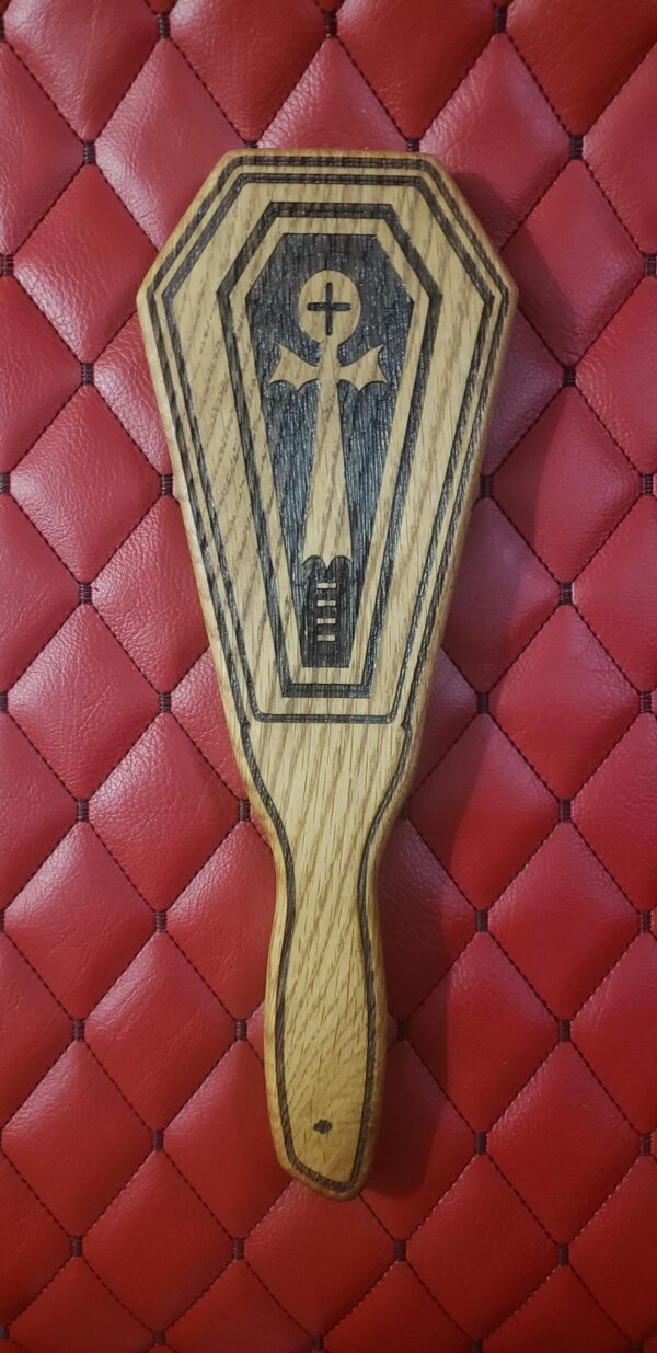 Coffin-Shaped Paddle – Etched Spirit Design, Gothic BDSM Gear Impact Toy