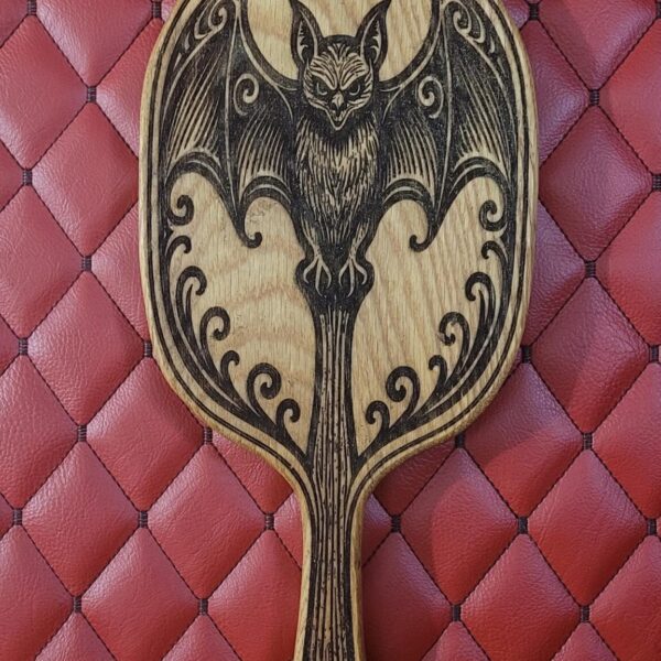 il_fullxfull.7054390965_a5zs.jpg Large Gothic Oak Bat Paddle – Handcrafted BDSM Gear Spanking Wooden Paddle with Vampire Design