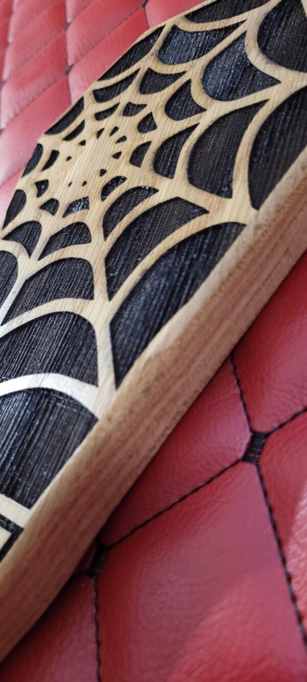 LARGE Spider Web Coffin Wooden Paddle: Engraved White Oak Gothic BDSM Gear Impact Toy