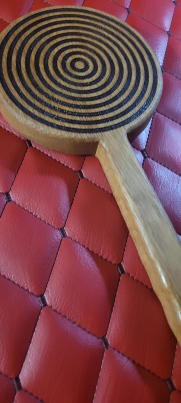 White Oak or Sapel Paddle - Concentric Circle Engraved BDSM Gear Kink Impact Toy