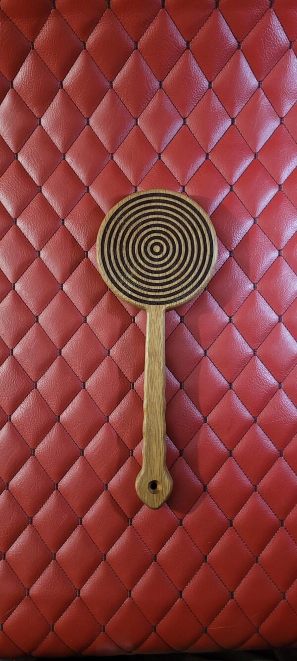 White Oak or Sapel Paddle - Concentric Circle Engraved BDSM Gear Kink Impact Toy