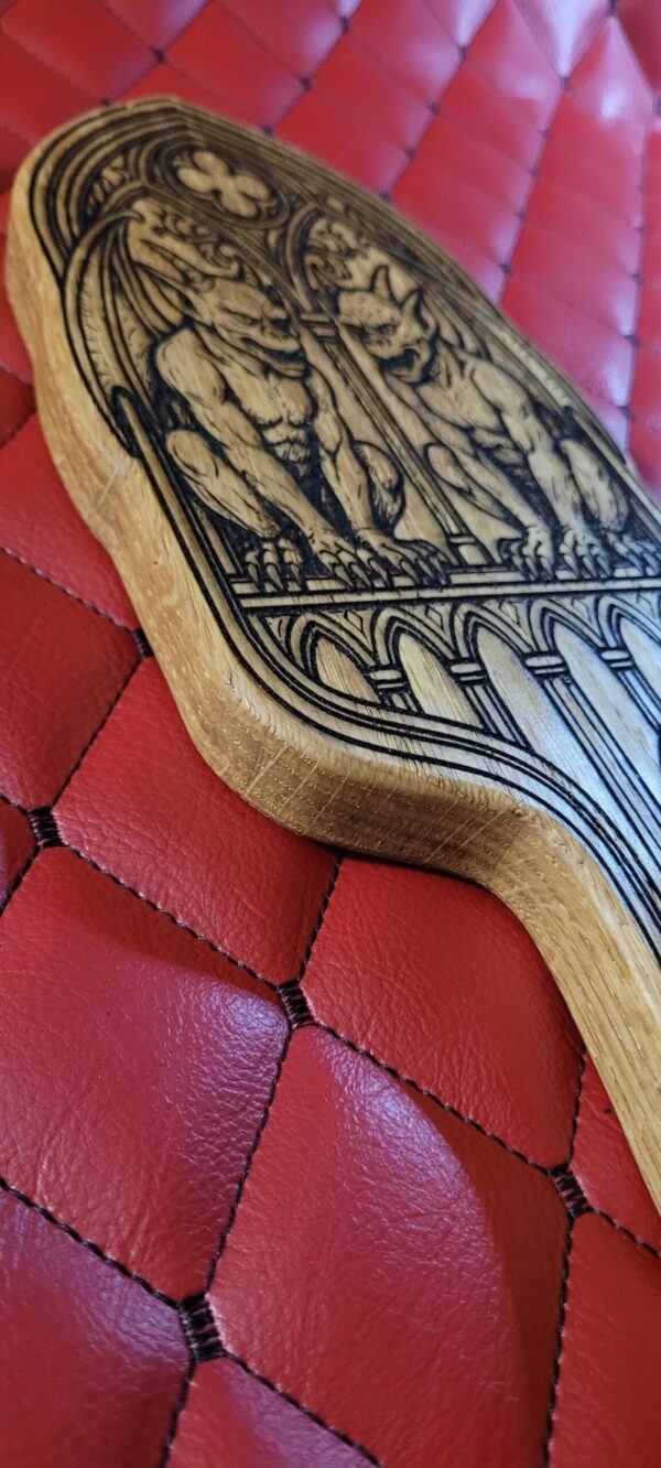 il_fullxfull.7284517801_shvf.jpg Gothic Gargoyle Wooden Paddle: Laser Engraved Dungeon Art Impact Toy