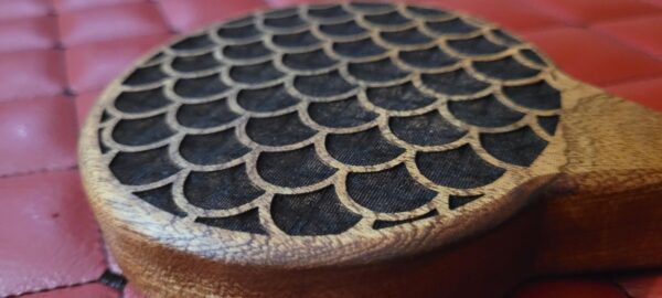 Mermaid Scale Sapele Mahogany Wooden Paddle: Thuddy BDSM Gear Impact Spanking Toy