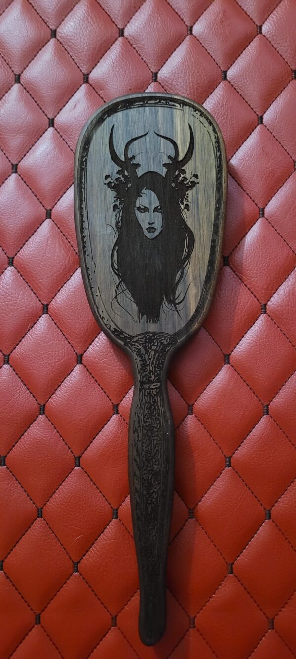 il_fullxfull.7351527748_55yx.jpg Witchy Goth Walnut Wood Vanity Spanking Paddle – Vintage Hairbrush Inspired Impact Tool