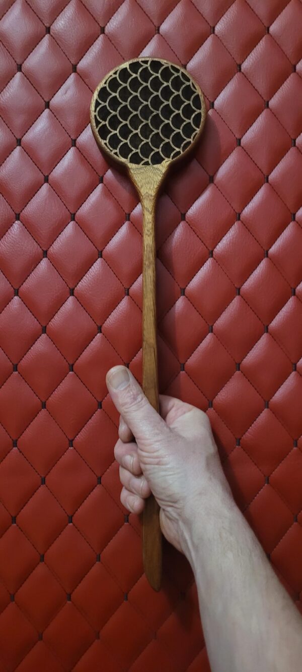 Mermaid Scale Sapele Mahogany Wooden Paddle: Thuddy BDSM Gear Impact Spanking Toy