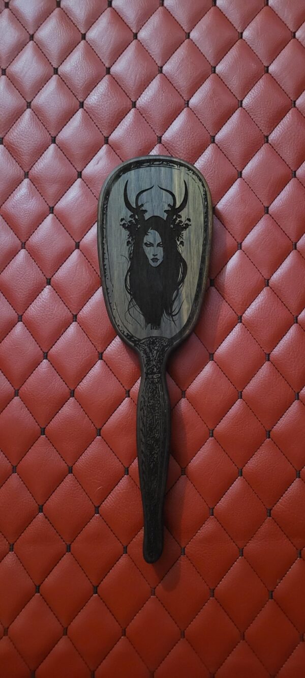 il_fullxfull.7399464395_sre8.jpg Witchy Goth Walnut Wood Vanity Spanking Paddle – Vintage Hairbrush Inspired Impact Tool