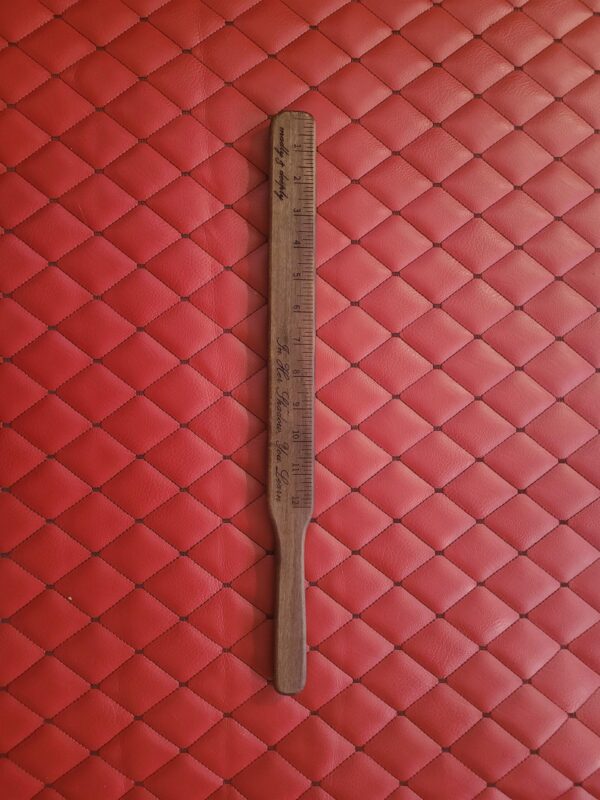 Femdom Dominatrix Engraved Walnut Paddle Ruler: Custom Phrase BDSM Gear Play Tool