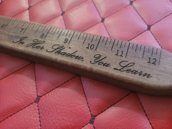 Femdom Dominatrix Engraved Walnut Paddle Ruler: Custom Phrase BDSM Gear Play Tool