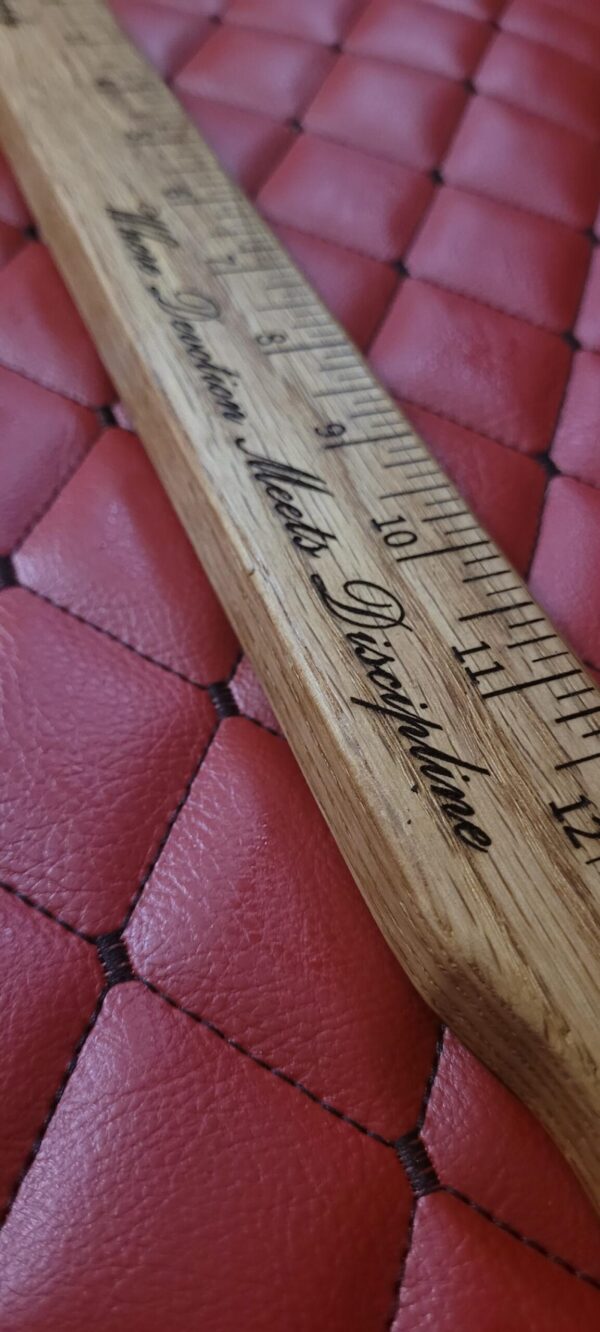 The Paddle Ruler: Femdom White Oak BDSM Gear wooden paddle. CUSTOM PHRASE imperial metric