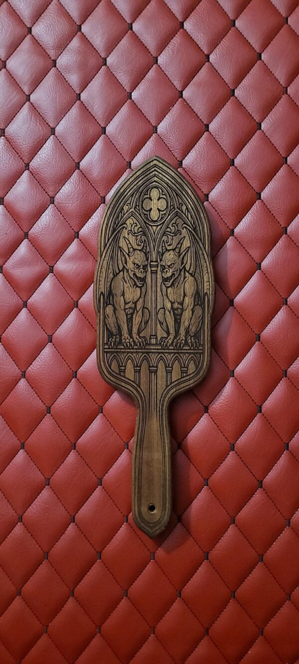 il_fullxfull.7684435486_1jmm.jpg Gothic Gargoyle Wooden Paddle: Laser Engraved Dungeon Art Impact Toy