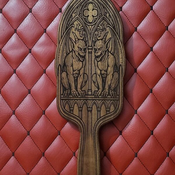 il_fullxfull.7684435486_1jmm.jpg Gothic Gargoyle Wooden Paddle: Laser Engraved Dungeon Art Impact Toy