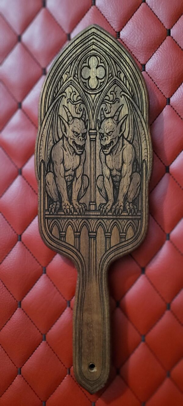 il_fullxfull.7684435524_5539.jpg Gothic Gargoyle Wooden Paddle: Laser Engraved Dungeon Art Impact Toy