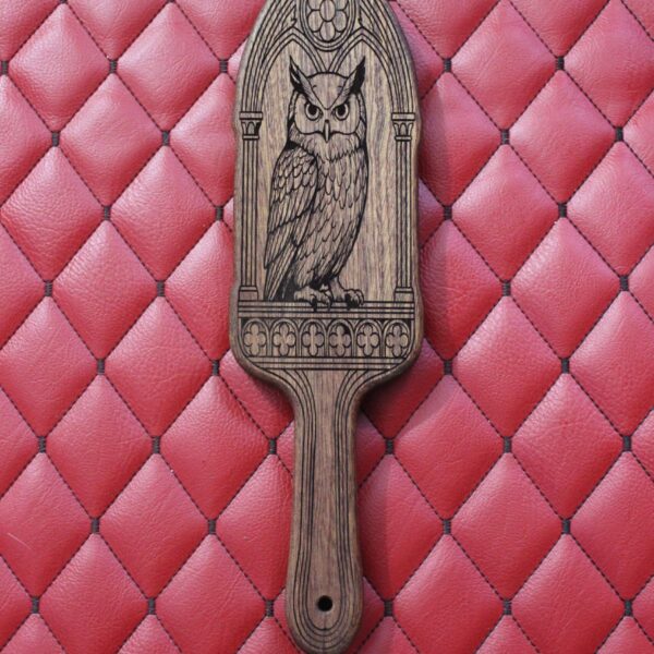 Owl Spanking Paddle – Sapele Handmade Impact Toy