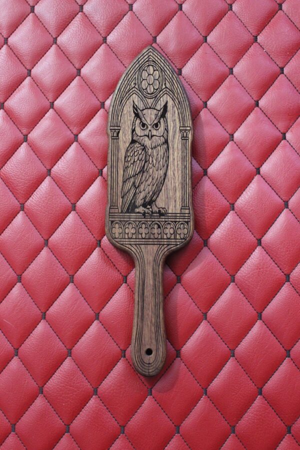 Owl Spanking Paddle – Sapele Handmade Impact Toy