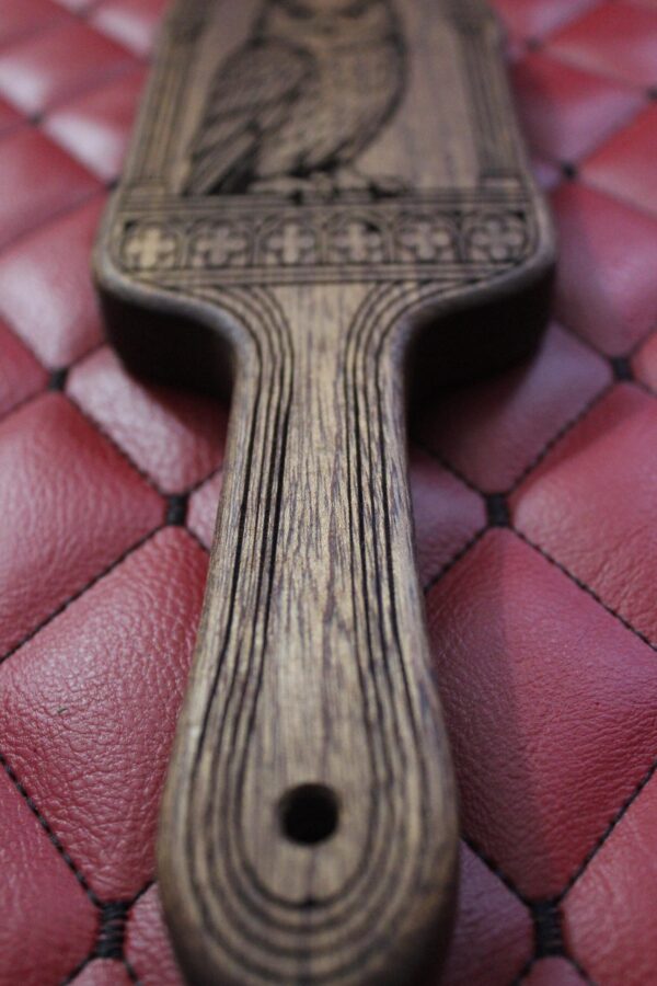 Owl Spanking Paddle – Sapele Handmade Impact Toy
