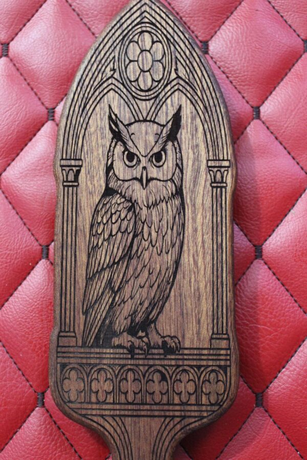 Owl Spanking Paddle – Sapele Handmade Impact Toy