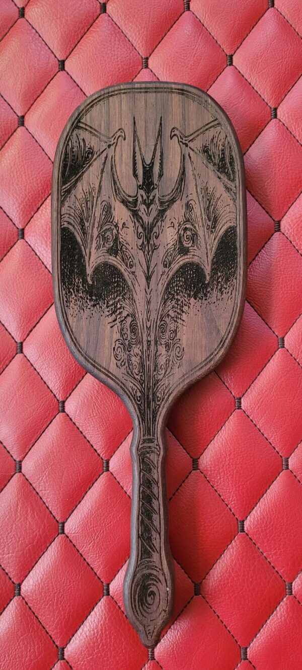 il_fullxfull.7807717156_r35p.jpg Gothic Bat Dragon Paddle – Handcrafted Hardwood Thinner Spanking Paddle | Fantasy Impact