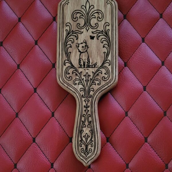 il_fullxfull.7991523316_907c.jpg Handmade Kitten Wood Paddle: Hairbrush Style, Impact Play Cat