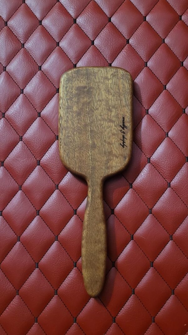 Large Pommeled Sapele BDSM Gear Paddle – Handmade Hairbrush Style Impact Toy