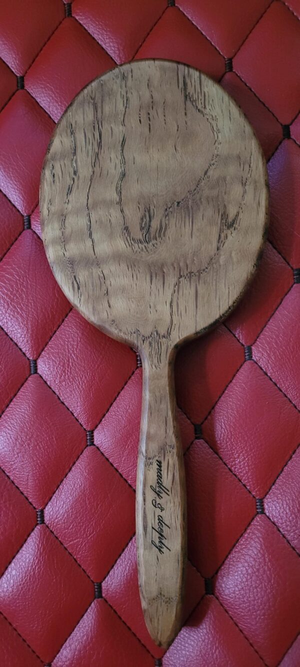 il_fullxfull.8026403370_bzpc.jpg Large Round Handcrafted Spalted Oak Wood Spanking Paddle – Hairbrush Hand Mirror Style