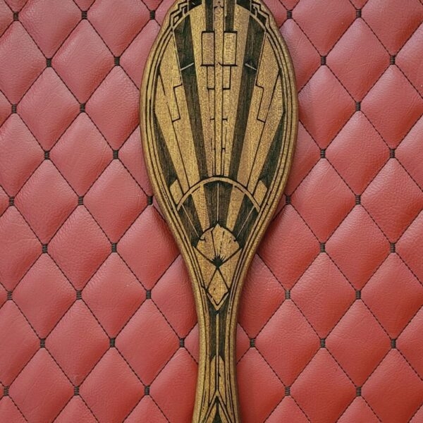 Nouveau Peacock Sapele Wood Paddle: Vanity Hand Mirror Hairbrush-Inspired Discipline Tool