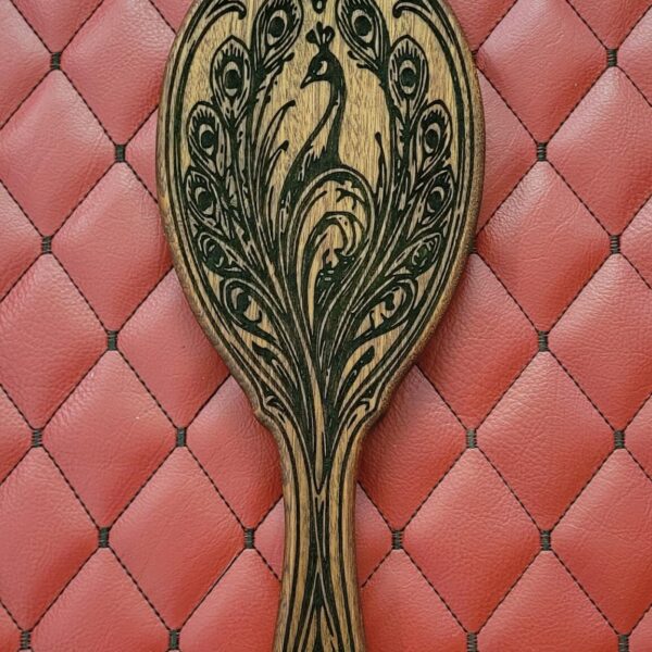 il_fullxfull.8029769160_kr5l.jpg Nouveau Peacock Sapele Wood Paddle: Vanity Hand Mirror Hairbrush-Inspired Discipline Tool