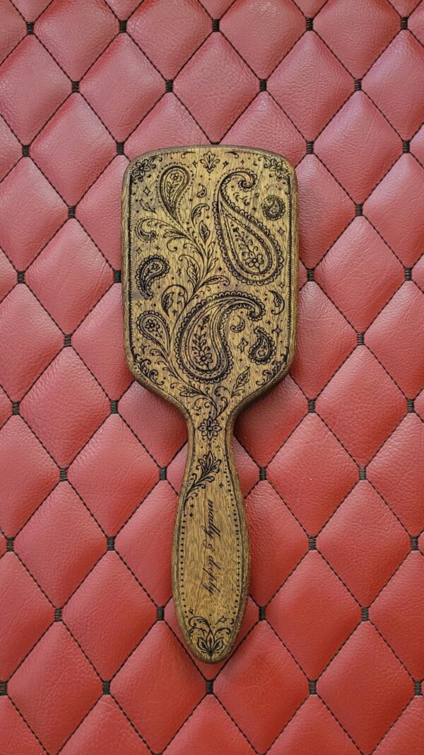 Paisley  Sapele BDSM Gear Paddle – Handmade Mirror Hairbrush Style Impact Toy