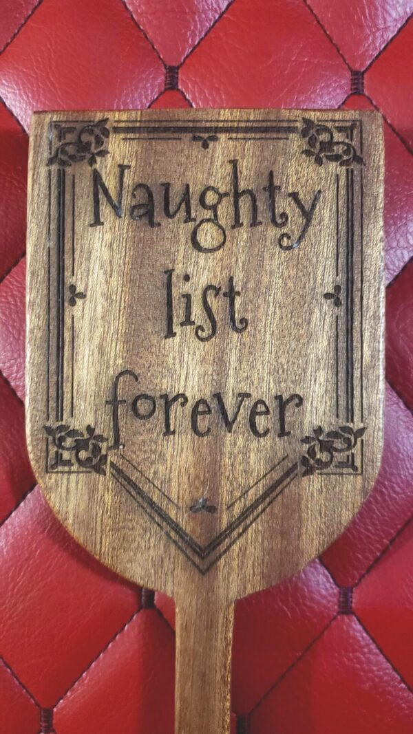 il_fullxfull.8030033095_bdy9.jpg Naughty List Forever - Sapele BDSM paddle for spanking and impact play.
