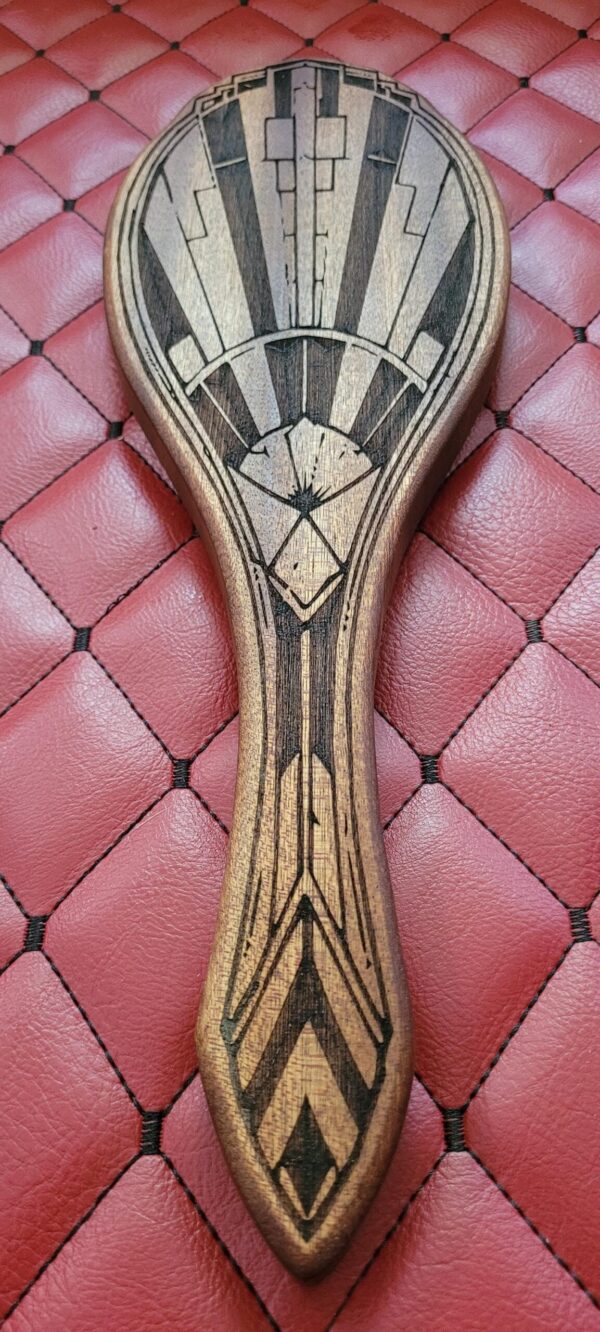 il_fullxfull.8077677761_rbwt.jpg Nouveau Peacock Sapele Wood Paddle: Vanity Hand Mirror Hairbrush-Inspired Discipline Tool