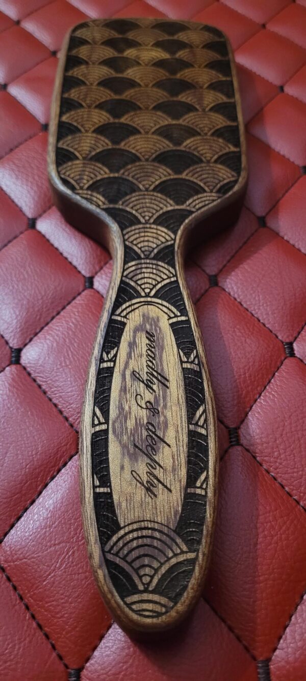 Wave Texture Sapele Wood Paddle: Vanity Hairbrush-Inspired Discipline Tool
