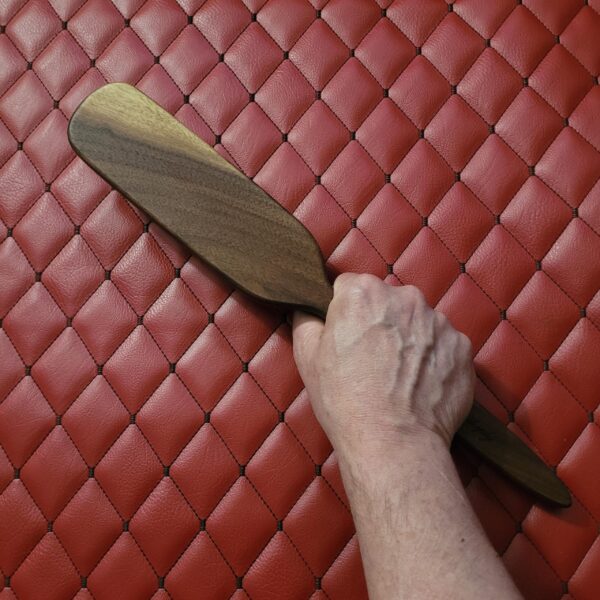 Large Walnut BDSM Gear Paddle – Handmade Hairbrush Style Impact Toy