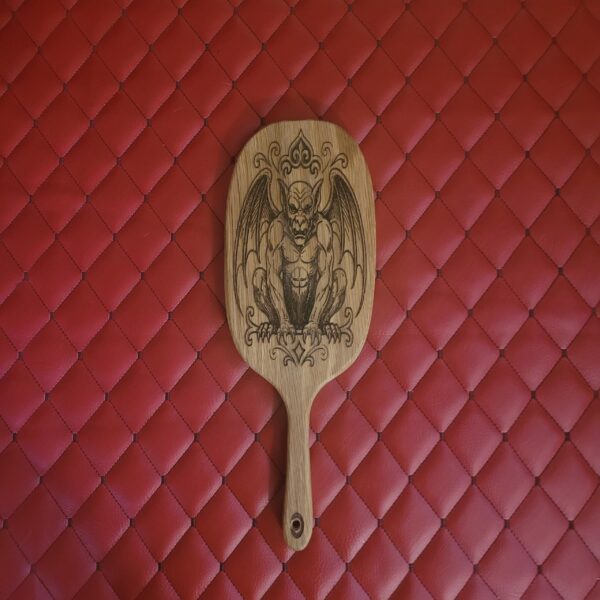 il_fullxfull.8191912674_4gb6.jpg Gothic Gargoyle Paddle – Laser Engraved White Oak BDSM Spanking Toy