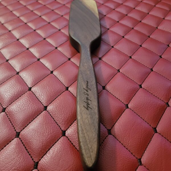 Large Walnut BDSM Gear Paddle – Handmade Hairbrush Style Impact Toy