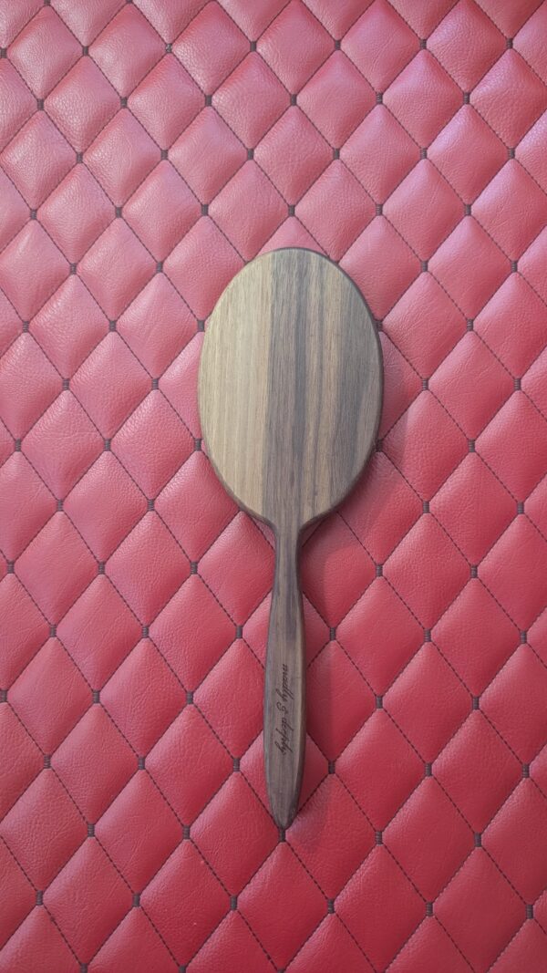 Large Round Handcrafted Walnut Wood Paddle – Hand mirror style