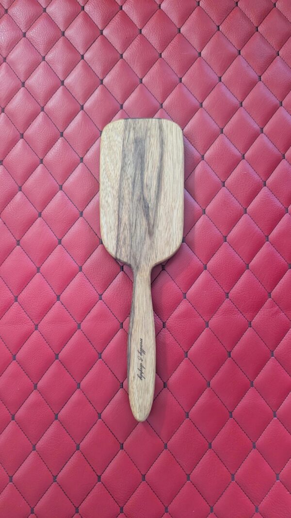 Large Black Limba BDSM Gear Paddle – Handmade Hairbrush Style Impact Toy