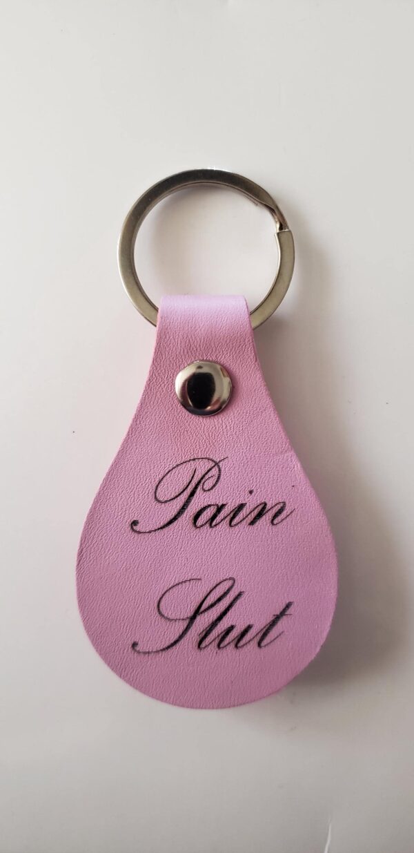 Custom BDSM Gear Key Fob – PU Vegan Leather | Kinky Engraved Keychain | Rope, Chastity, Leather, D/s Quotes