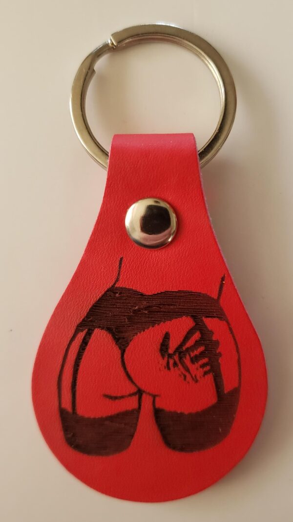 Custom BDSM Gear Key Fob – PU Vegan Leather | Kinky Engraved Keychain | Rope, Chastity, Leather, D/s Quotes