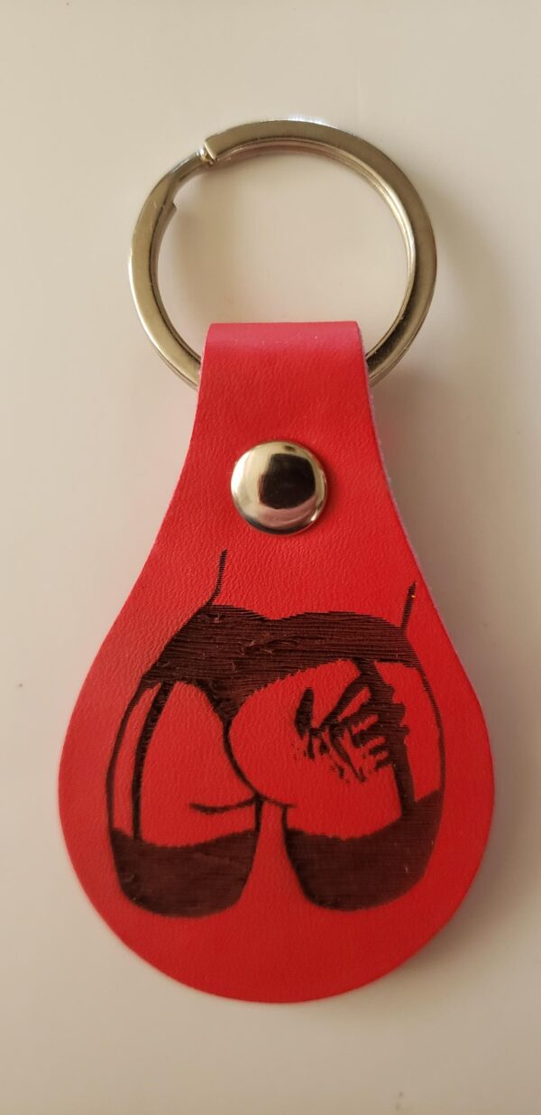 Custom BDSM Gear Key Fob – PU Vegan Leather | Kinky Engraved Keychain | Rope, Chastity, Leather, D/s Quotes