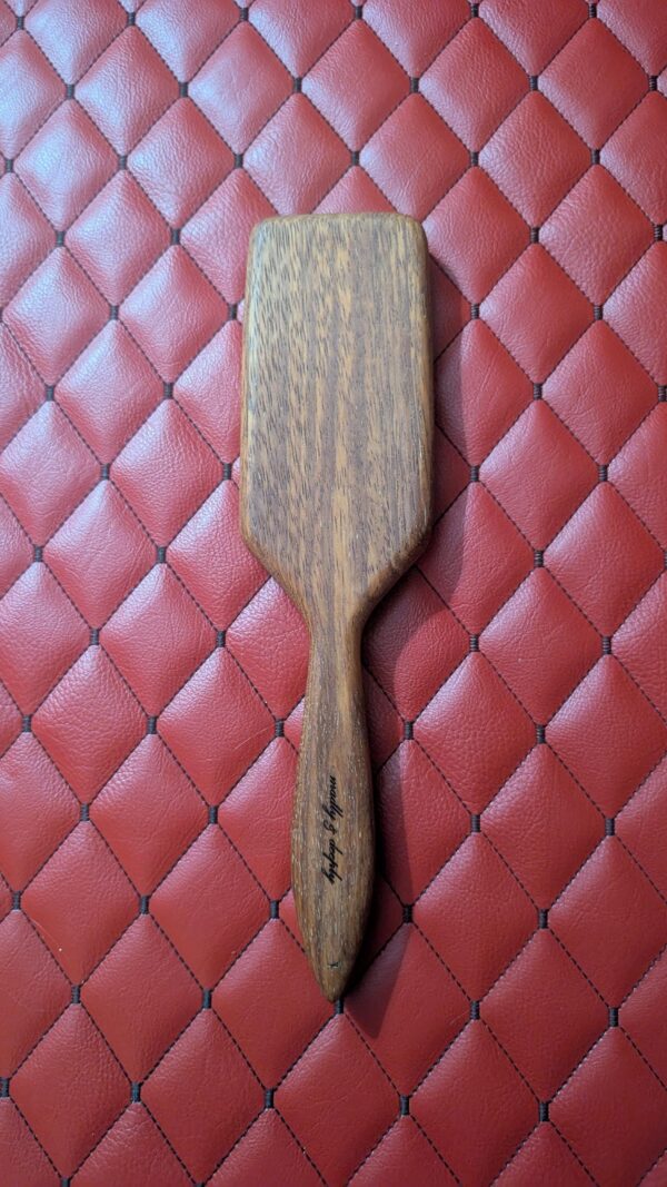 il_fullxfull.8657464318_2zu4.jpg The Rebecca II - Indian Walnut BDSM paddle Vintage hairbrush styled design.